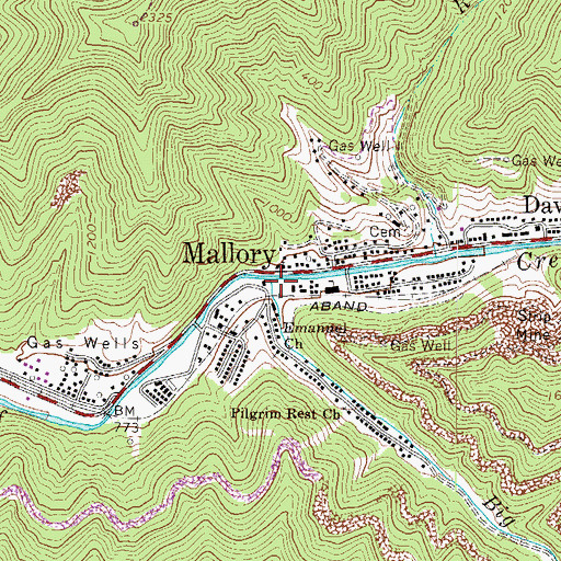 Topographic Map of Big Springs Branch, WV