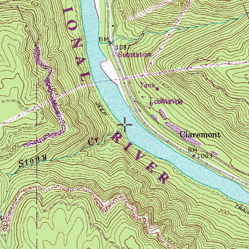 Topographic Map of Big Stoney Creek, WV