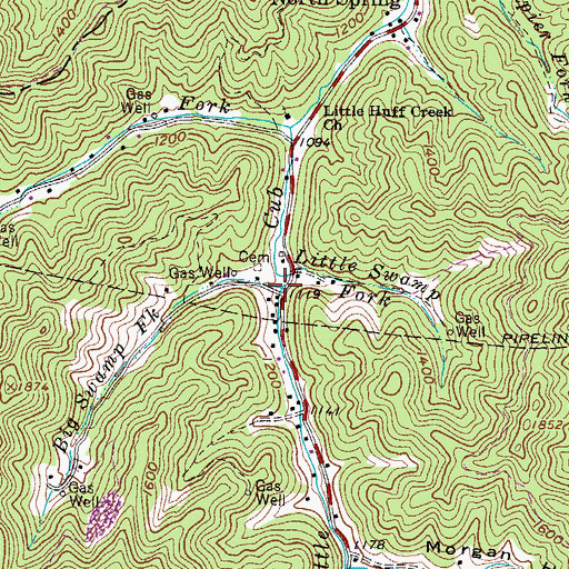 Topographic Map of Big Swamp Fork, WV