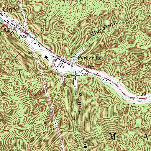 Topographic Map of Big Thompson Hollow, WV