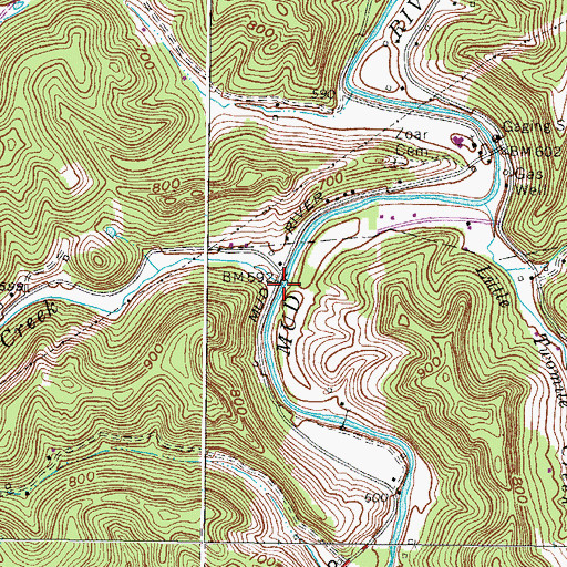 Topographic Map of Big Twomile Creek, WV