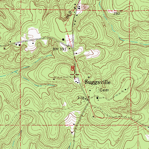 Topographic Map of Suggsville, AL