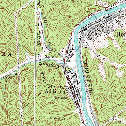 Topographic Map of Bills Branch, WV