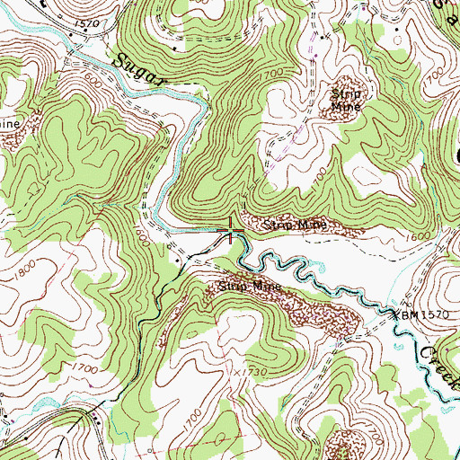 Topographic Map of Bills Creek, WV