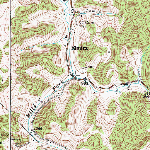Topographic Map of Bills Fork, WV