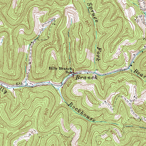 Topographic Map of Billy Branch School (historical), WV
