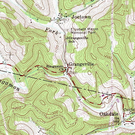 Topographic Map of Bingamon Church, WV