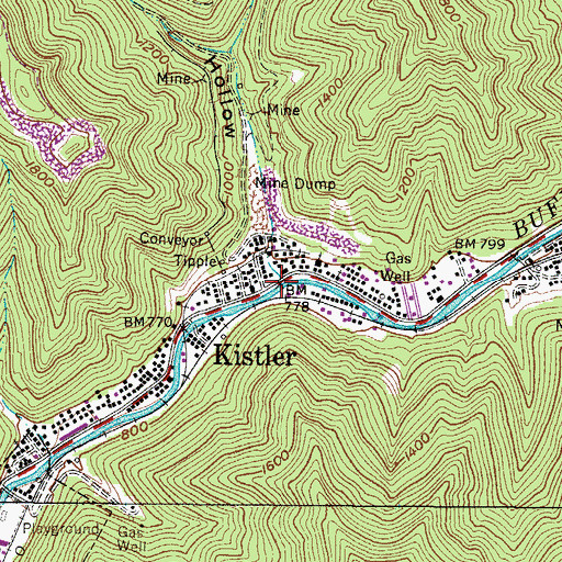 Topographic Map of Bingo Hollow, WV