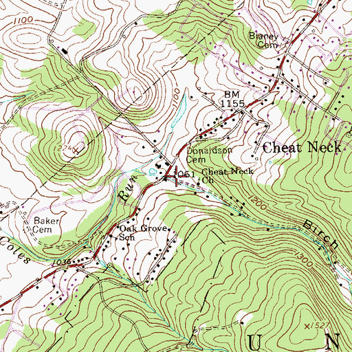 Topographic Map of Birch Hollow, WV