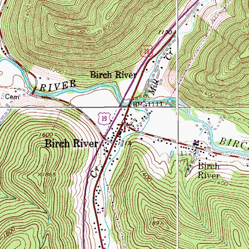 Topographic Map of Birch River, WV
