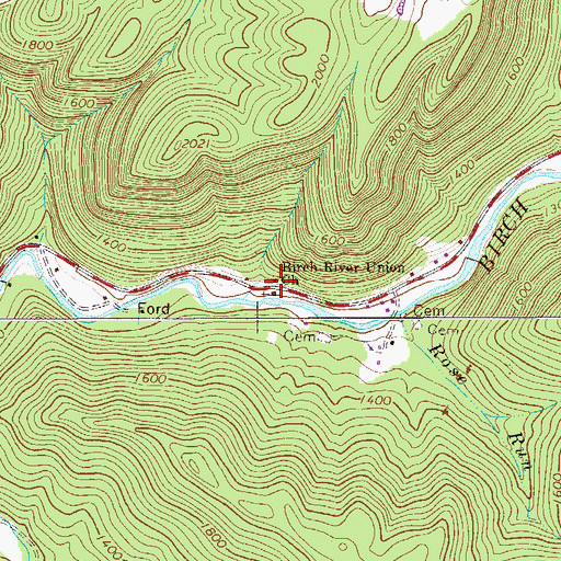 Topographic Map of Birch River Union Church, WV