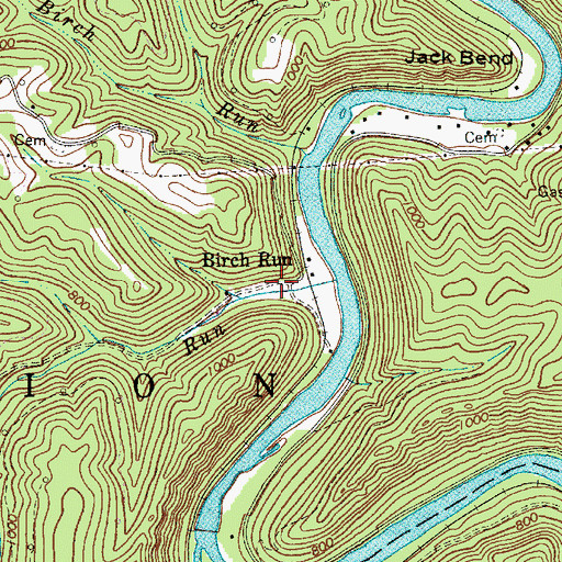 Topographic Map of Birch Run, WV