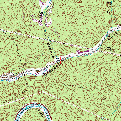 Topographic Map of Bird Branch, WV
