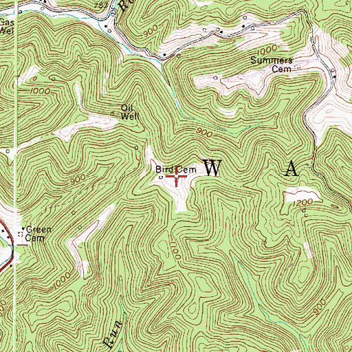 Topographic Map of Bird Cemetery, WV