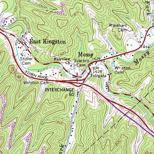 Topographic Map of Bishop Fork, WV