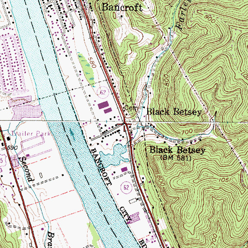 Topographic Map of Black Betsey, WV