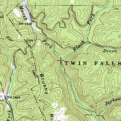 Topographic Map of Black Fork, WV