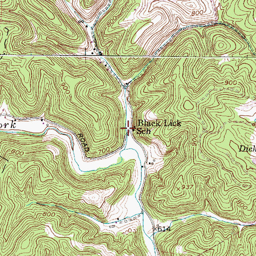 Topographic Map of Black Lick School (historical), WV