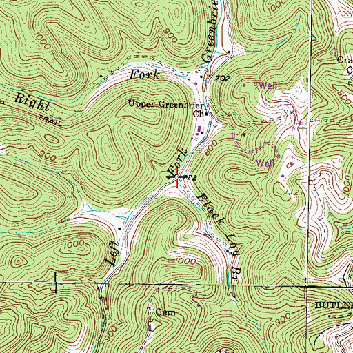 Topographic Map of Black Log Branch, WV