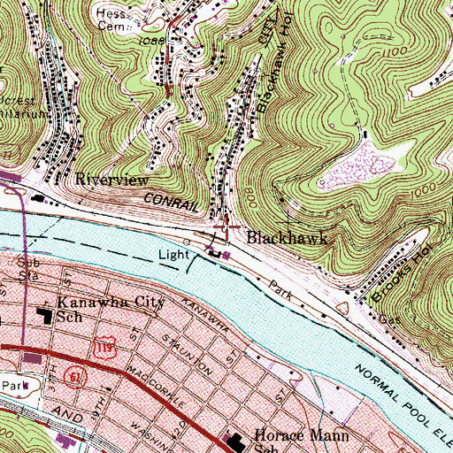 Topographic Map of Blackhawk Hollow, WV