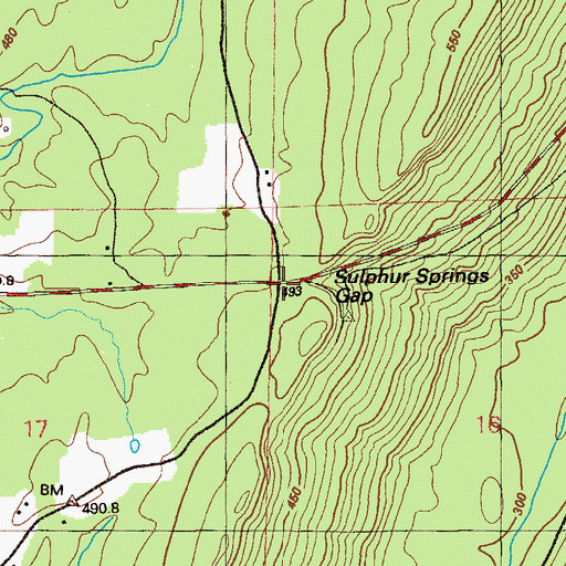 Topographic Map of Sulphur Springs Gap, AL