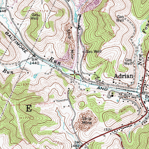 Topographic Map of Blacklick Run, WV