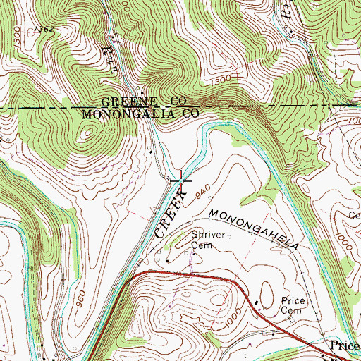 Topographic Map of Blacks Run, WV