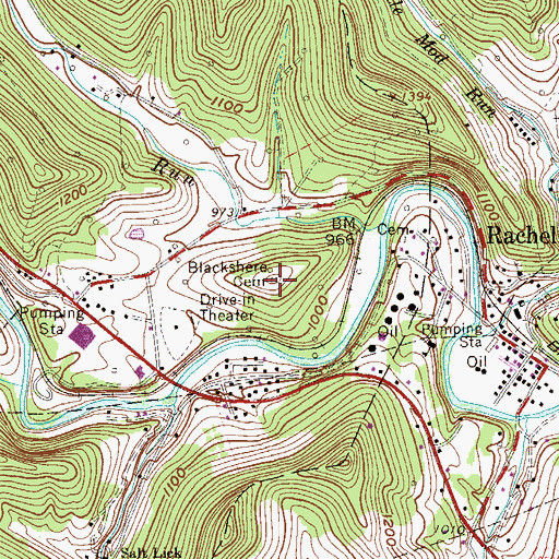 Topographic Map of Blackshere Cemetery, WV