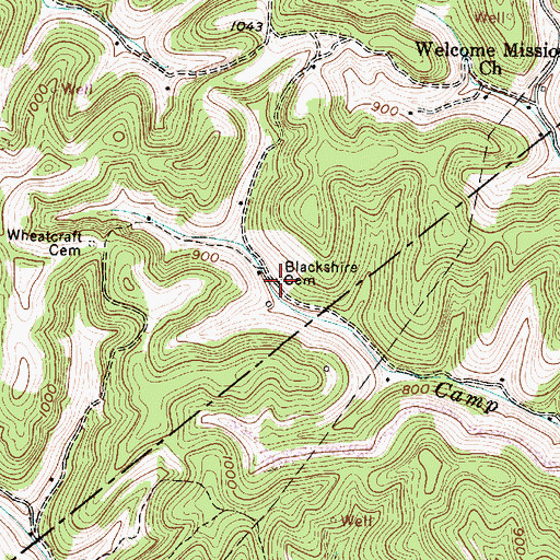 Topographic Map of Blackshire Cemetery, WV