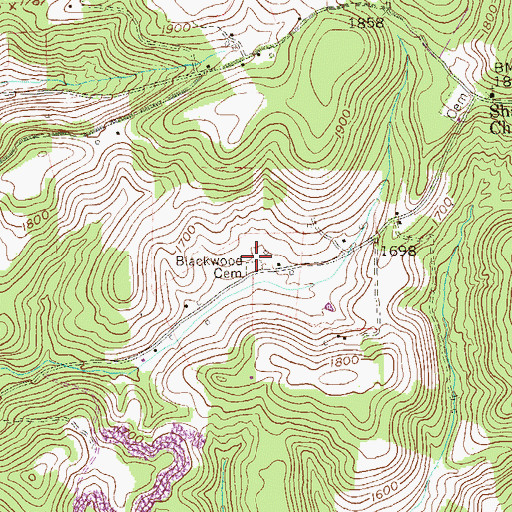 Topographic Map of Blackwood Cemetery, WV