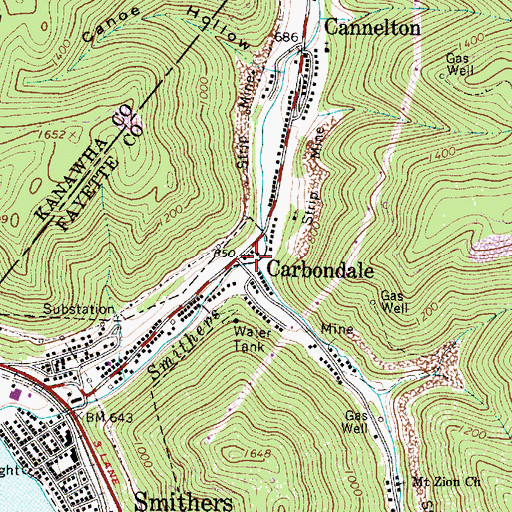 Topographic Map of Blake Branch, WV