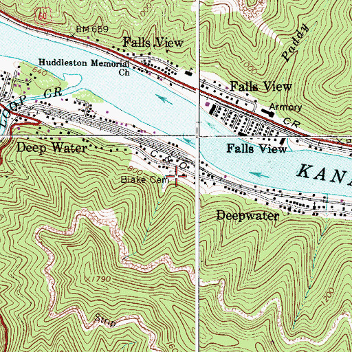 Topographic Map of Blake Cemetery, WV
