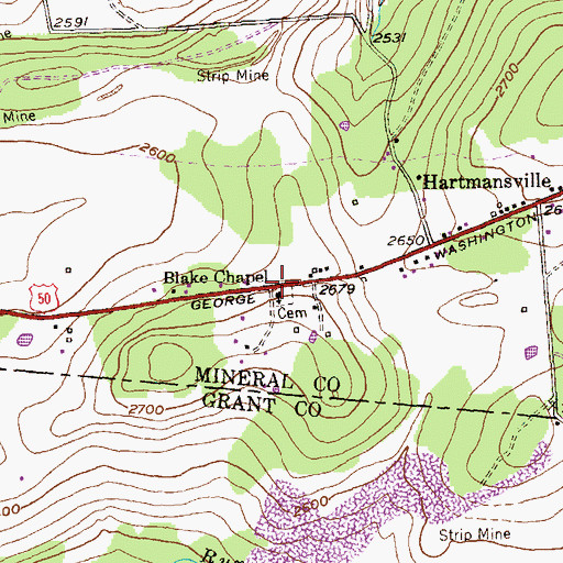 Topographic Map of Blake Chapel, WV