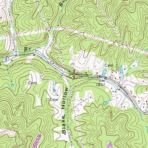 Topographic Map of Blake Hollow, WV