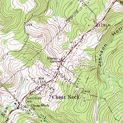 Topographic Map of Blaney Cemetery, WV