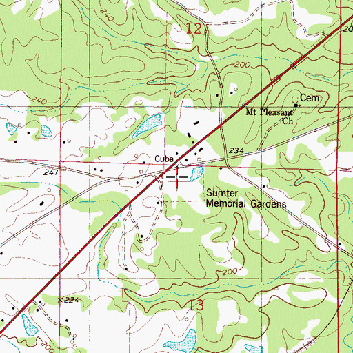 Topographic Map of Sumter Memorial Gardens, AL