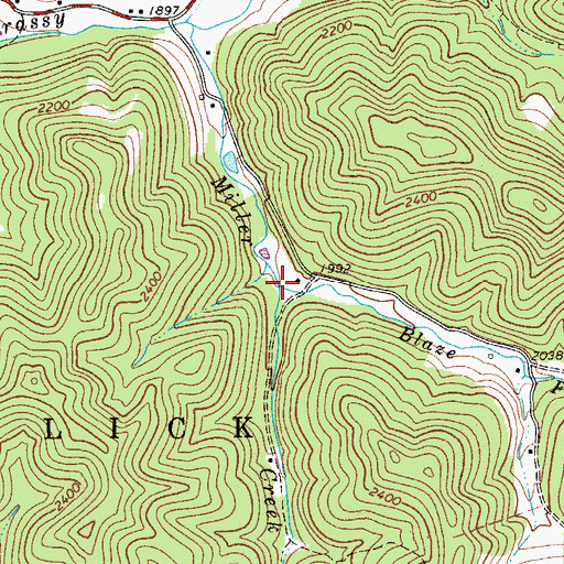 Topographic Map of Blaze Fork, WV