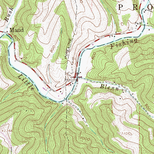 Topographic Map of Blenn Run, WV