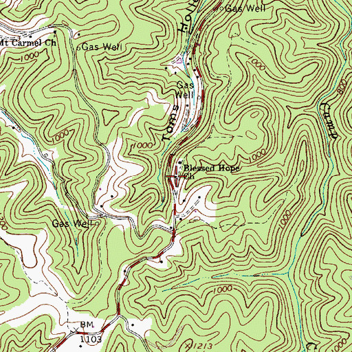 Topographic Map of Blessed Hope Church, WV