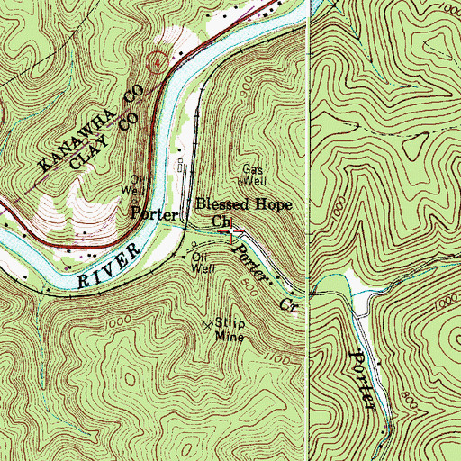 Topographic Map of Blessed Hope Church, WV