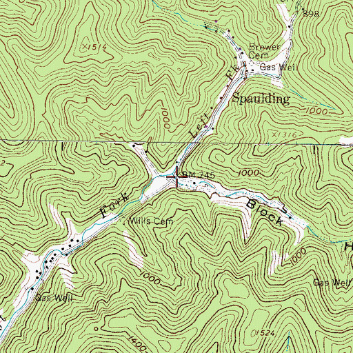 Topographic Map of Block Hollow, WV