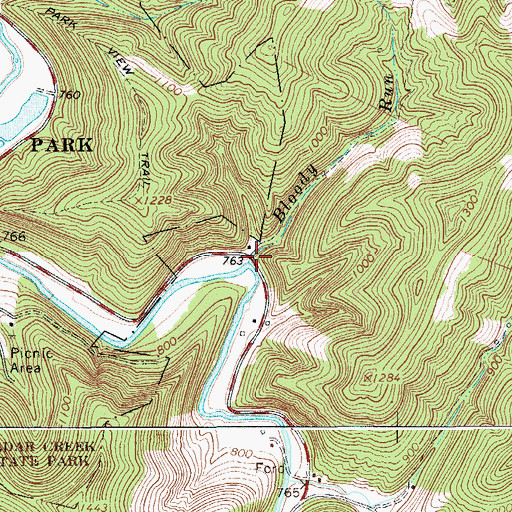 Topographic Map of Bloody Run, WV