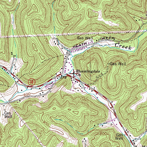 Topographic Map of Bloomingdale Church, WV