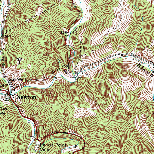Topographic Map of Blowntimber Run, WV