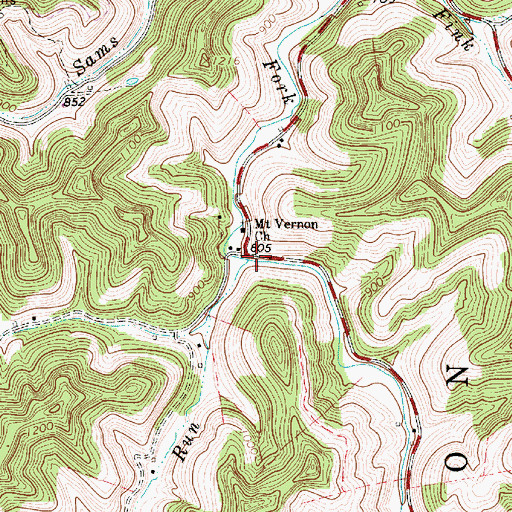 Topographic Map of Blowntimber Run, WV