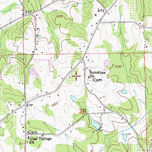 Topographic Map of Sunshine Assembly of God Church, AL
