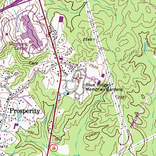 Topographic Map of Blue Ridge Memorial Gardens, WV