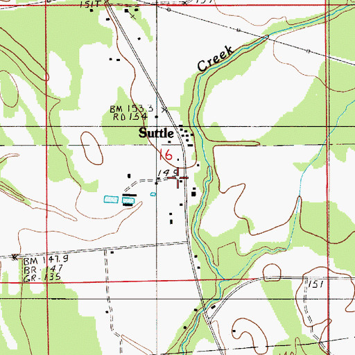 Topographic Map of Suttle, AL