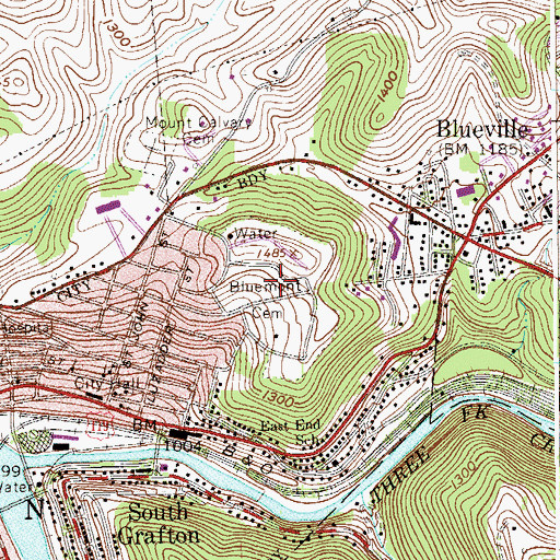 Topographic Map of Bluemont Cemetery, WV