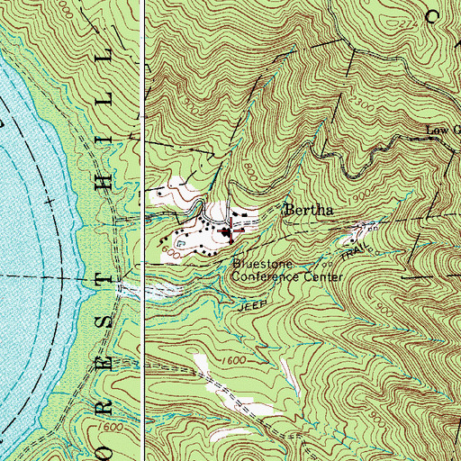 Topographic Map of Bluestone Conference Center, WV